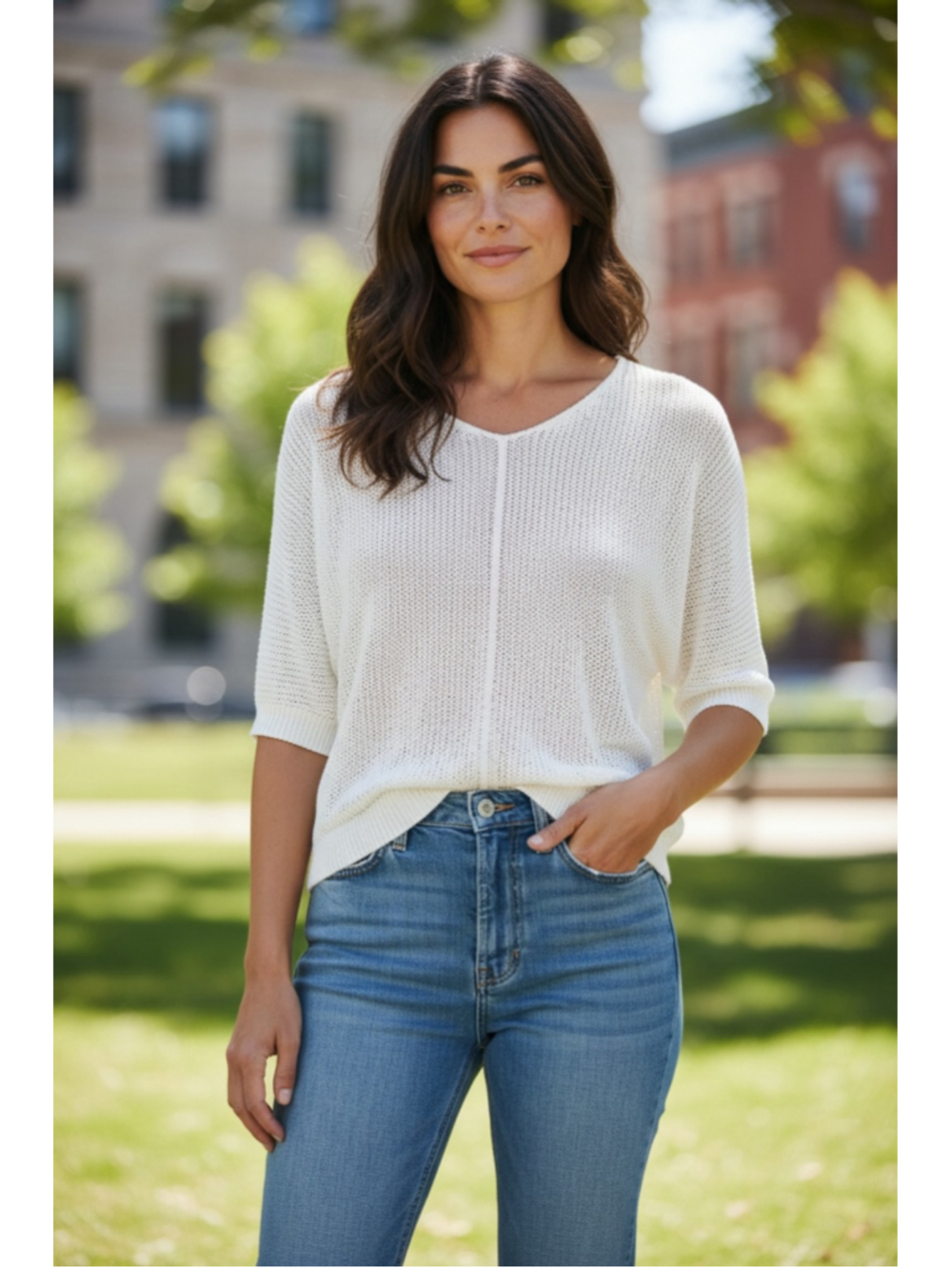 Women's LOFT White Knit Scoop Neck Sweater Size S